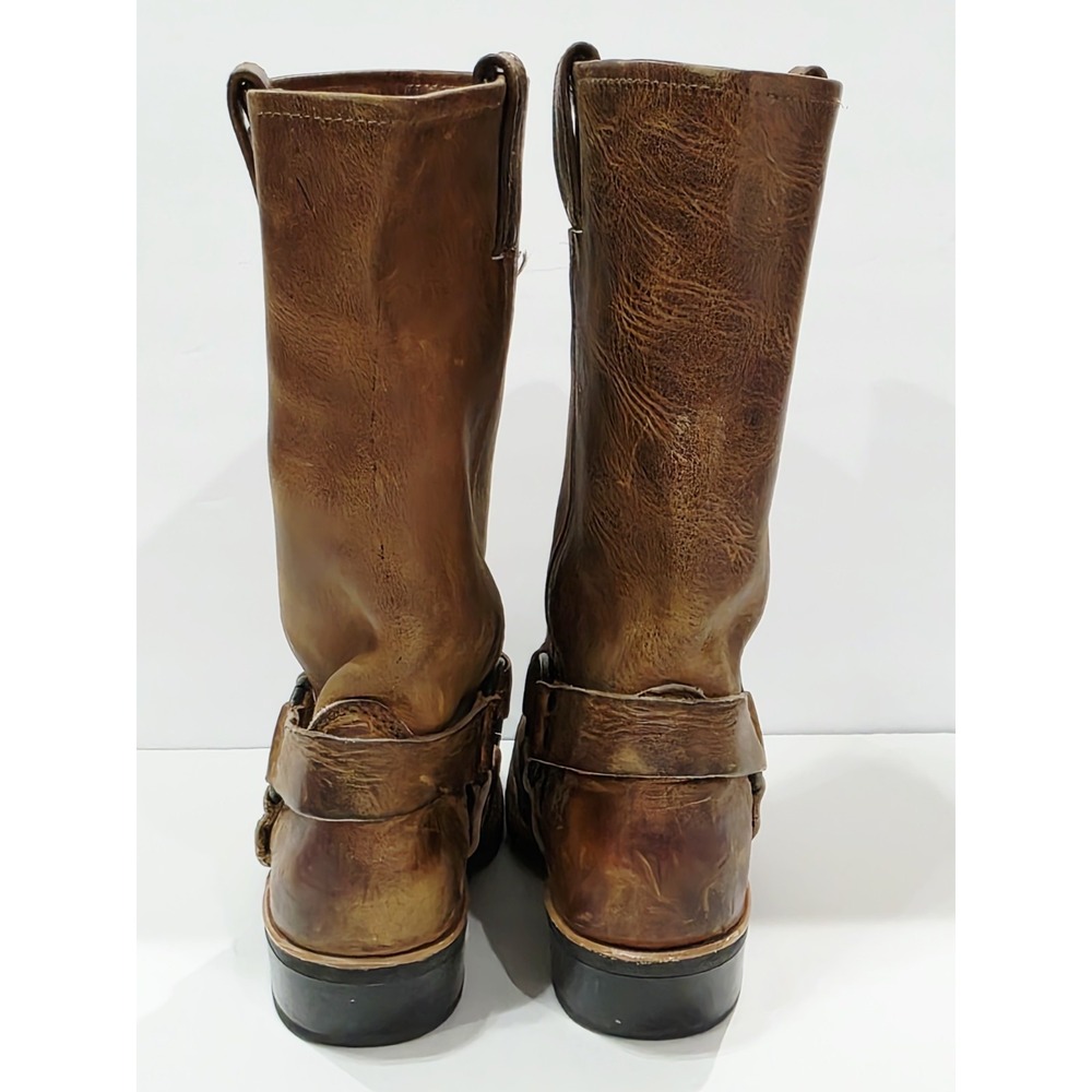 Frye 77300 Tan Brown Leather Boot Riding Moto Harness Women Biker 10 M Used RARE - Picture 8 of 16